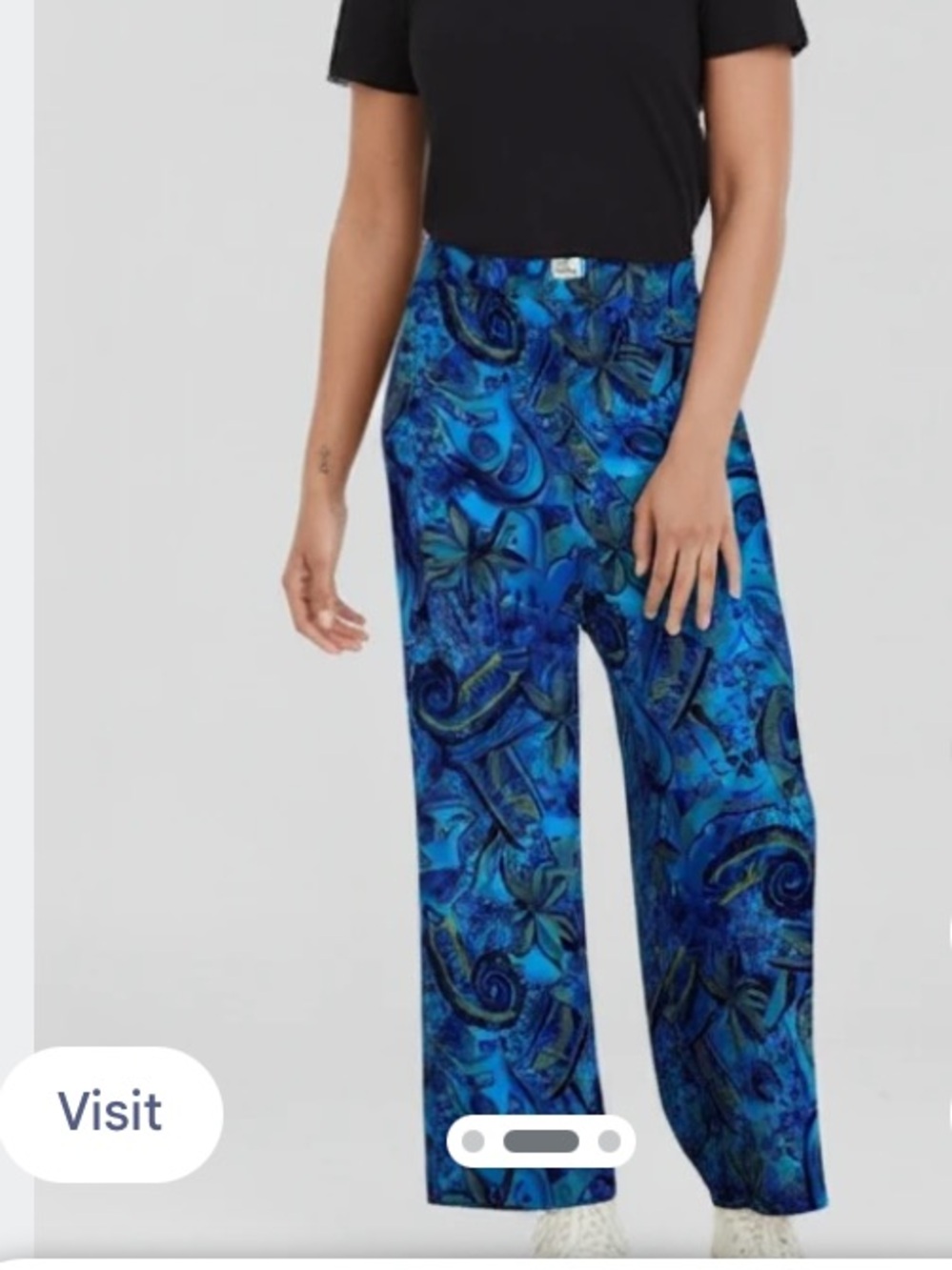 Chico's Electric Blue Paisley Wide-Leg Pants